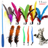 11 Pcs Replacement Cat Feather Toy Set, Cat Feather Teaser Wand Toy